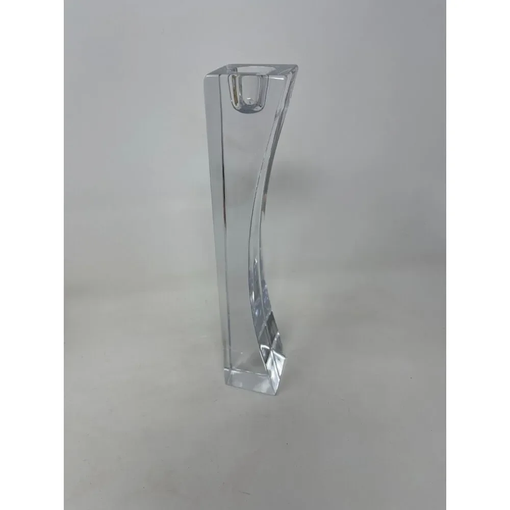 Nambe Kissing Lead Crystal Modern Tall MCM Glass Candlestick, 7